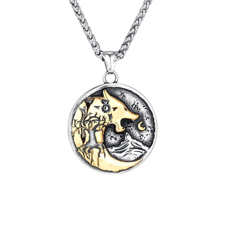 Collier Viking Loup Fenrir Et Lune Viking Shop